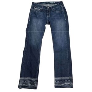 CRUEL Denim Womens Abby Jeans Bootcut Embroidered Hem Size 29/7 Y2K Embellished